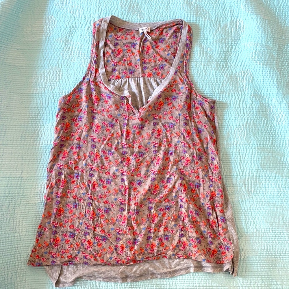 Anthropologie Splendid Grey Floral Print Tank Top Size XS